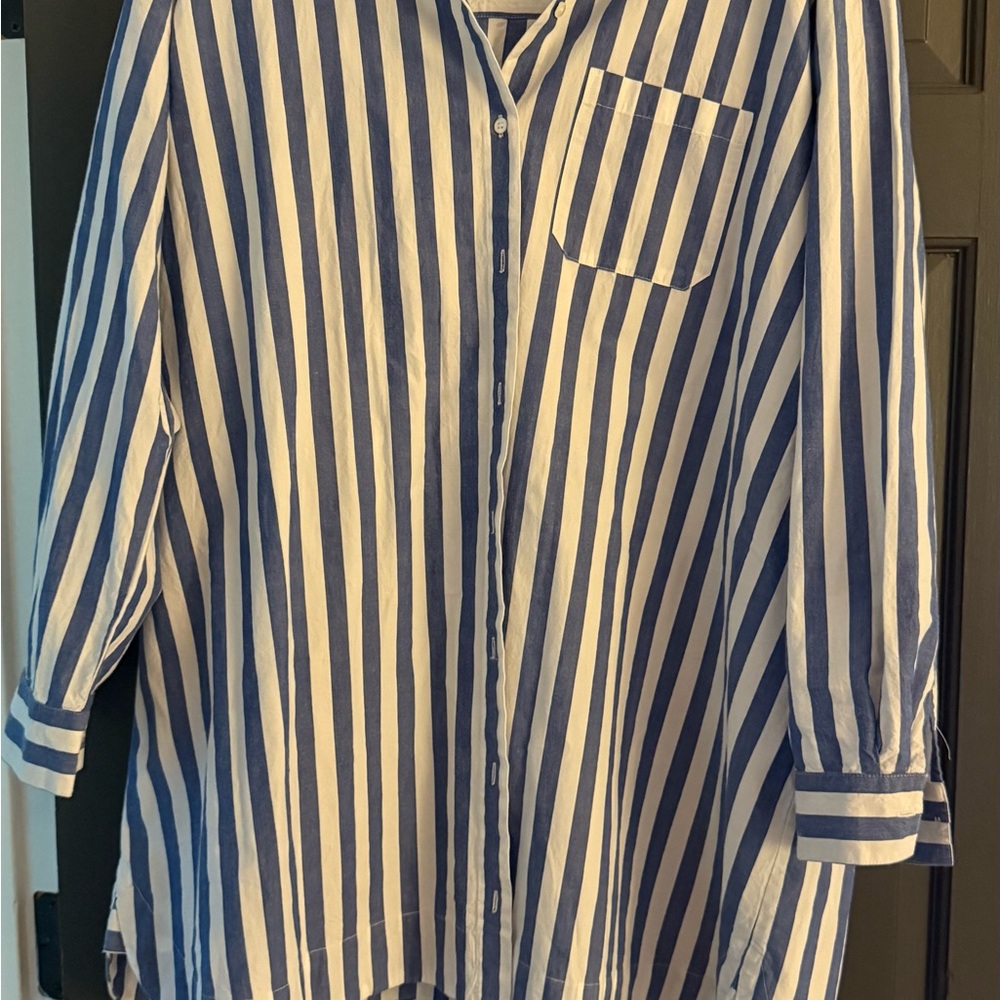 Sezane Blue and White Striped Button Down Shirt - Maxine dress